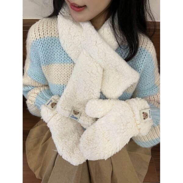 Cartoon Bear Plush Gloves Thickened Warm And Cute Scarf - Image 10